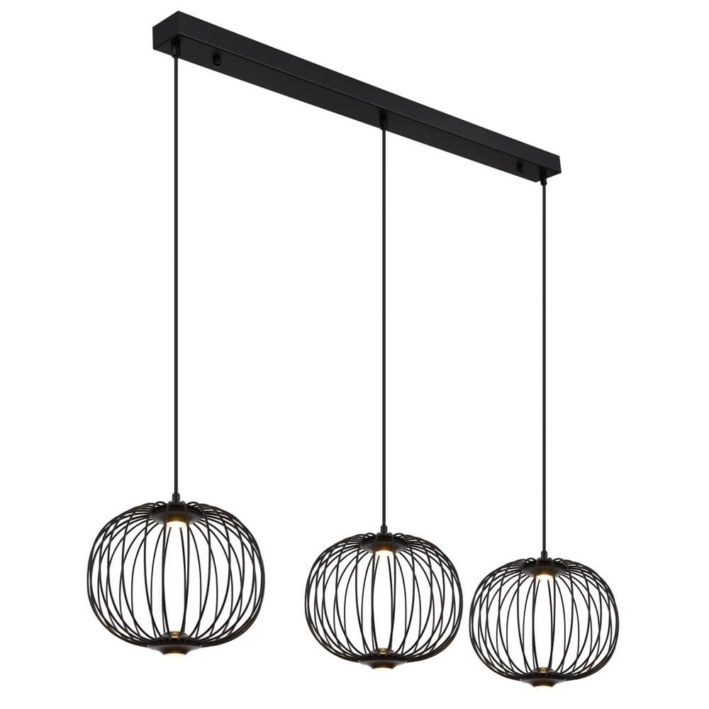 Zwarte hanglamp Galway 3-lichts kooi Globo 9007371462339