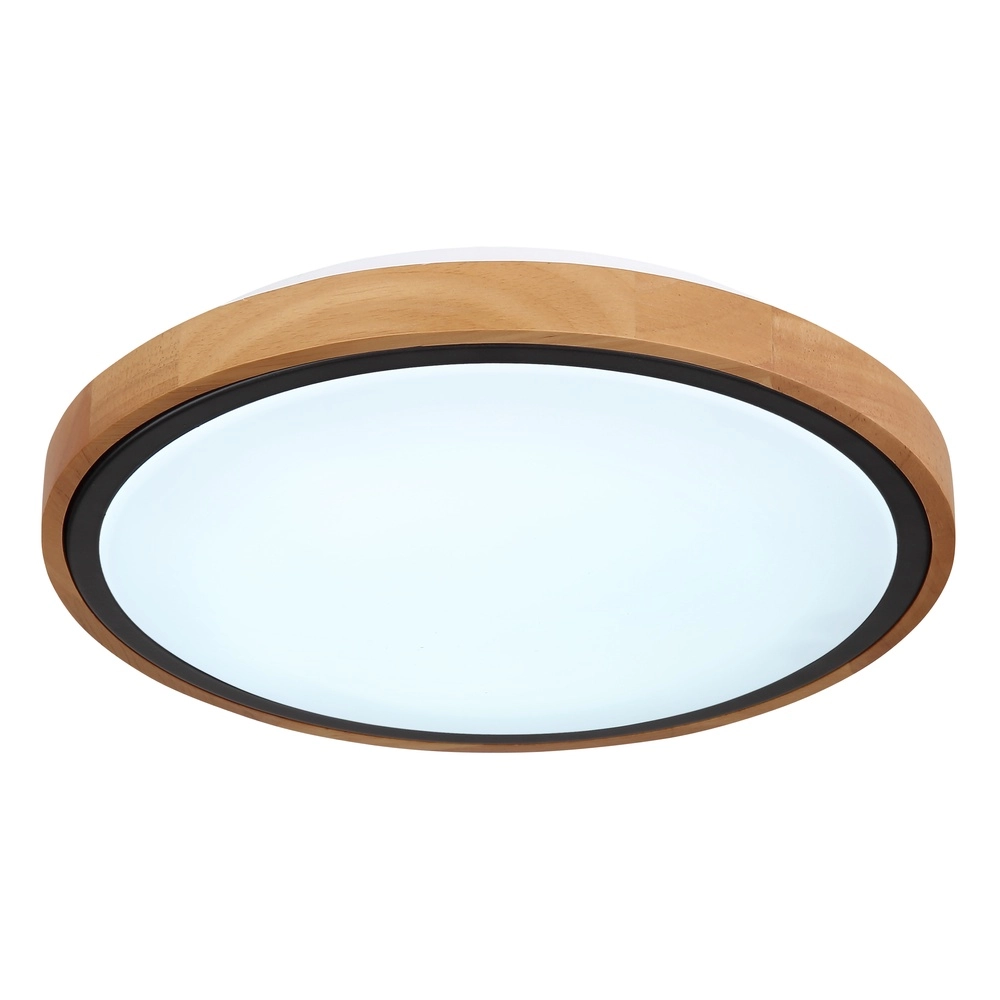Plafondlamp Bruno Ø 30,7cm zwart met hout Globo 9007371430468