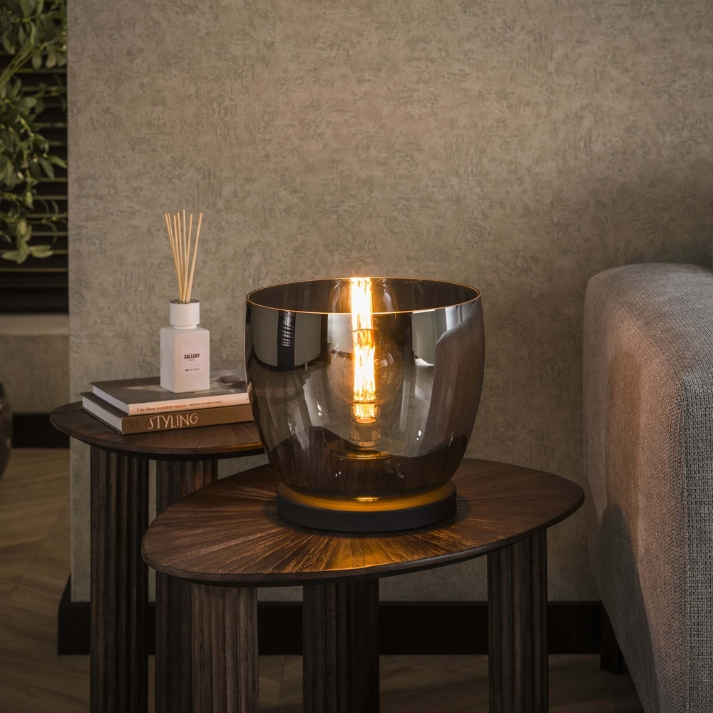 Vloerlamp smoke glas UP Ø 29cm - 27cm hoog