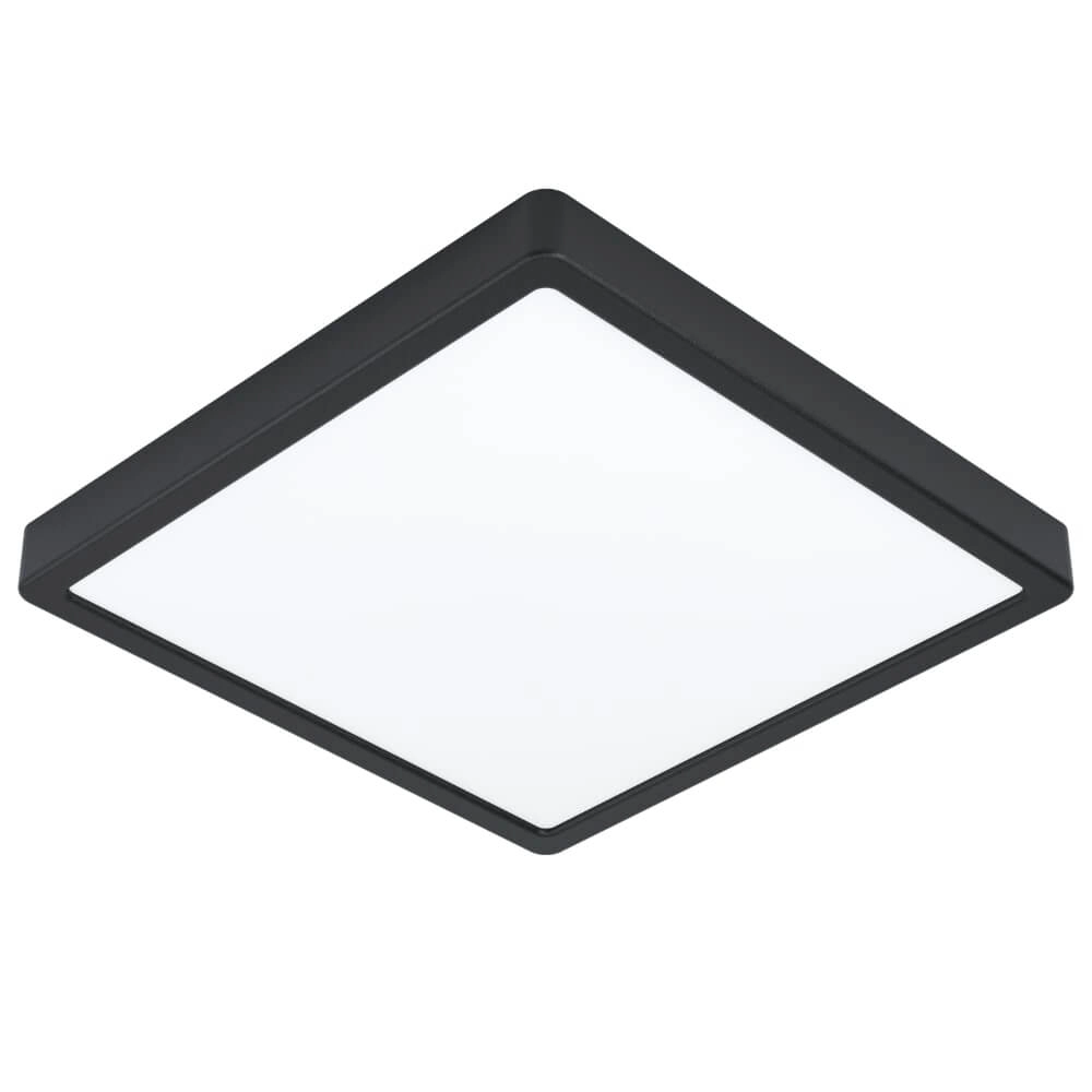 Vierkante plafondlamp Argolis 2 IP44 zwart