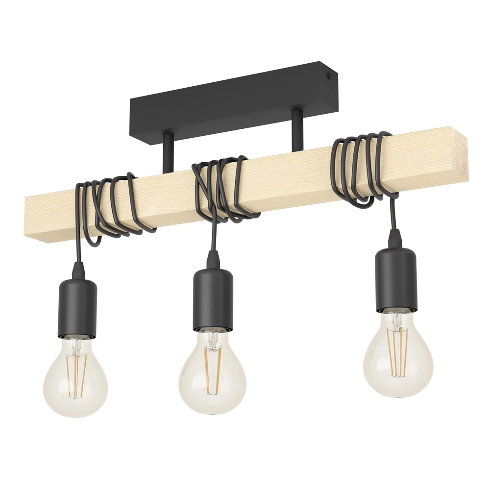 Plafondlamp Townshend houtlook - 3x E27