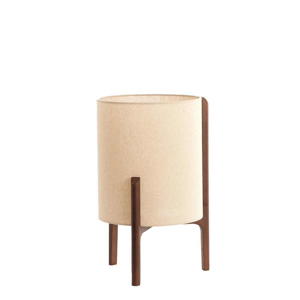 Schemerlamp Litto Ø 28cm - walnoot met naturel linnen Light & Living 8717807792695