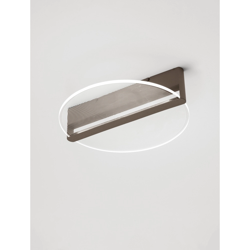Strakke plafondlamp Noah Ø 42cm koffie bruin