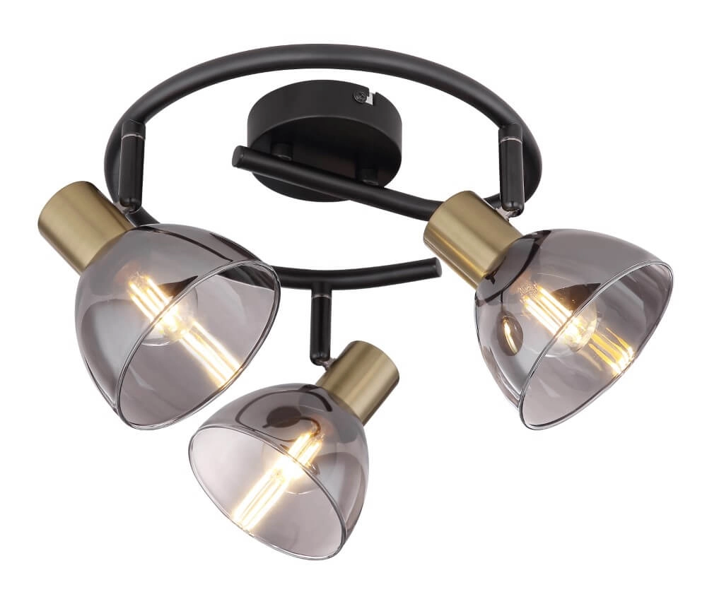 3-lichts plafondlamp Jay zwart met goud