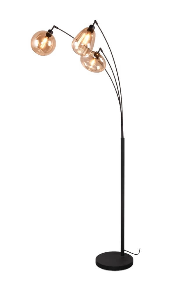 3-lichts vloerlamp Lumina met amber glas