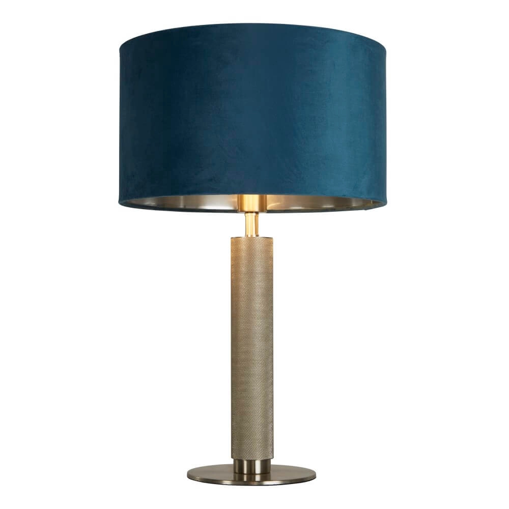 Tafellamp London goud met blauwe kap Searchlight 5053423248417