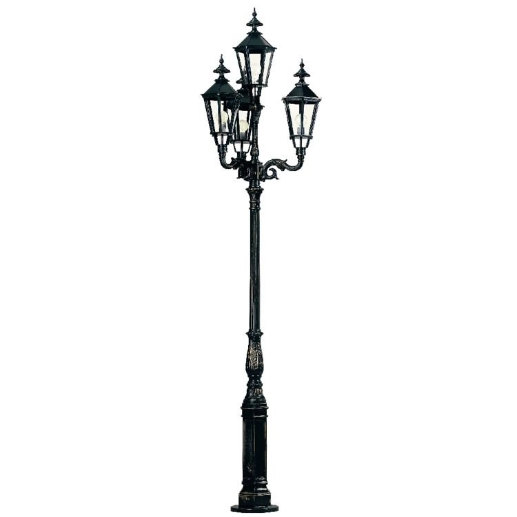 Nostalgische tuinlamp Brussel 4-lichts - zwart
