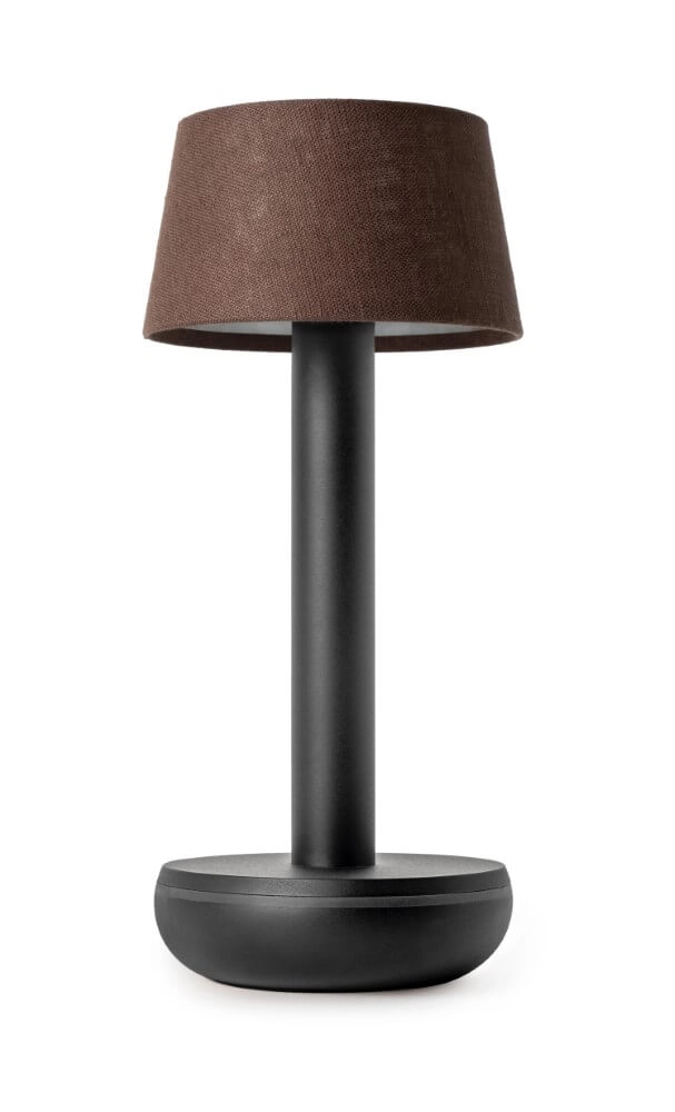 Oplaadbare tafellamp Two Black Brown linnen