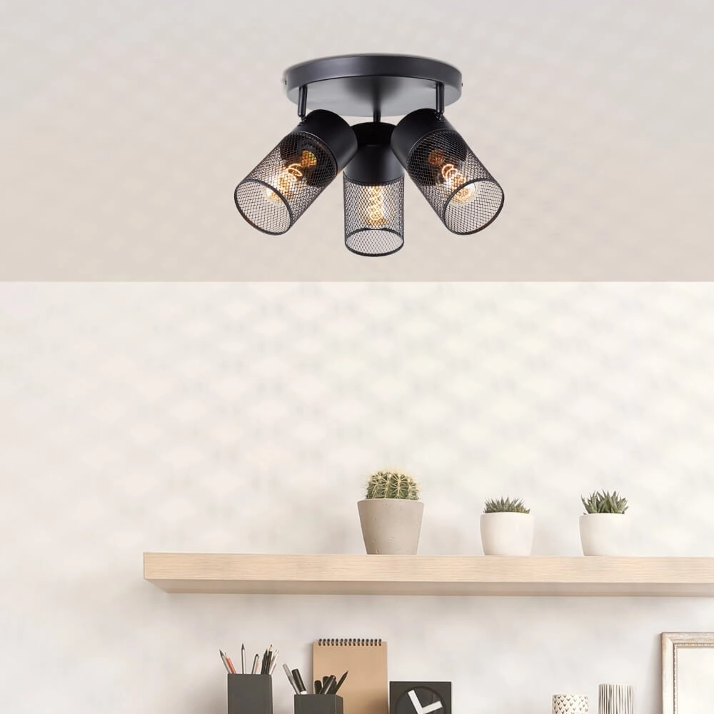 Zwarte plafondlamp Kamolo 3x E27 Brilliant 4004353409417