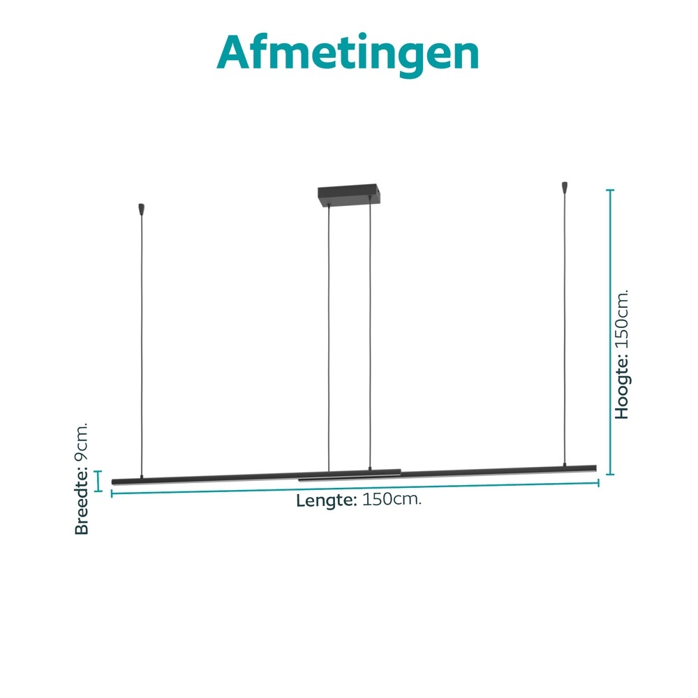 Smart hanglamp Flatron-Z zwart 150cm Eglo 9008606390564