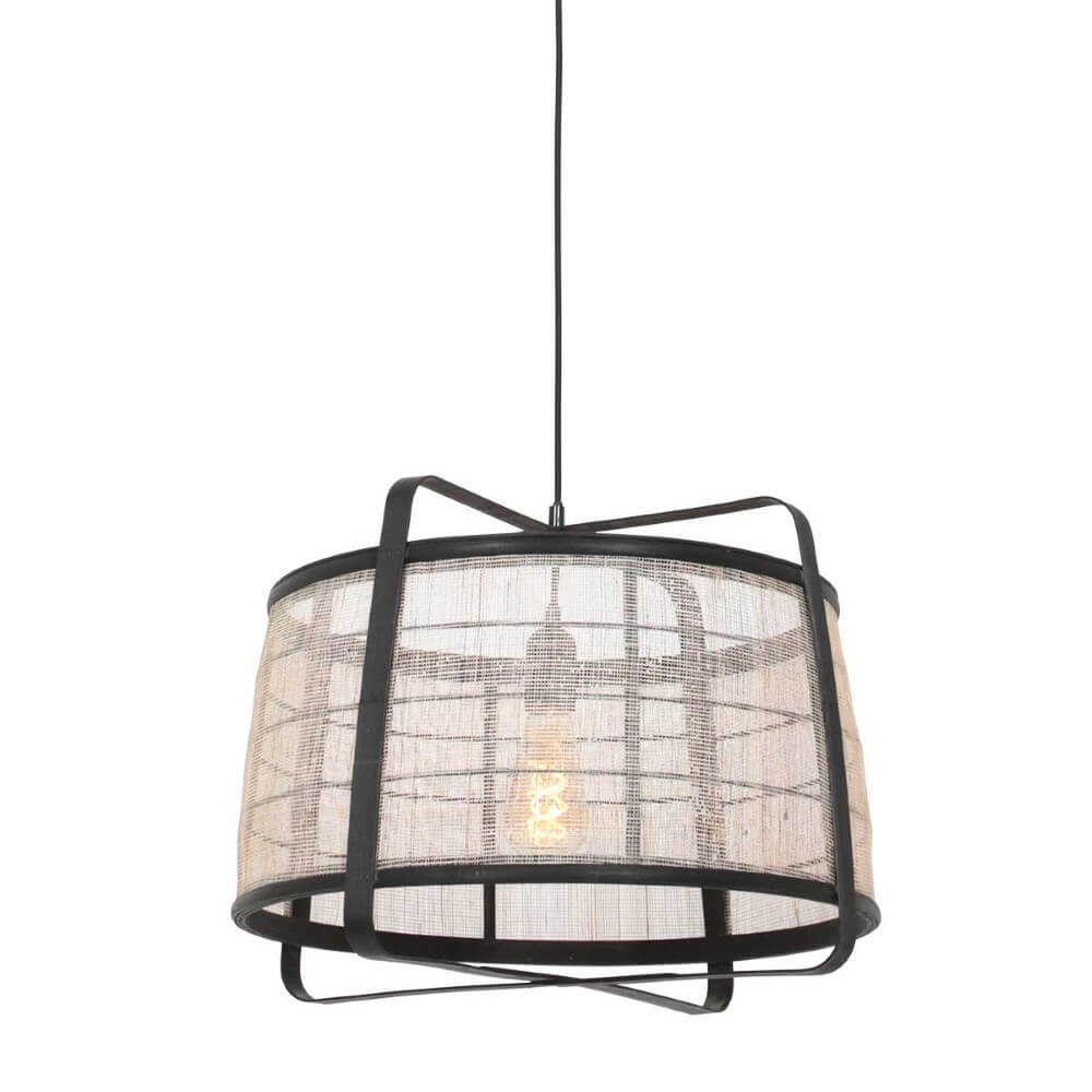 Zwart houten hanglamp Capors Ø 48cm