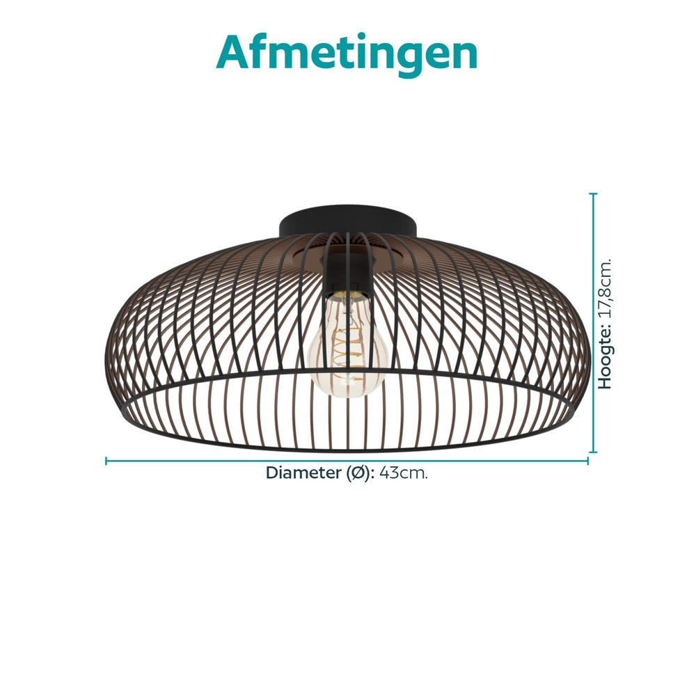 Plafondlamp Almanzora zwart met koper Eglo 9008606390250