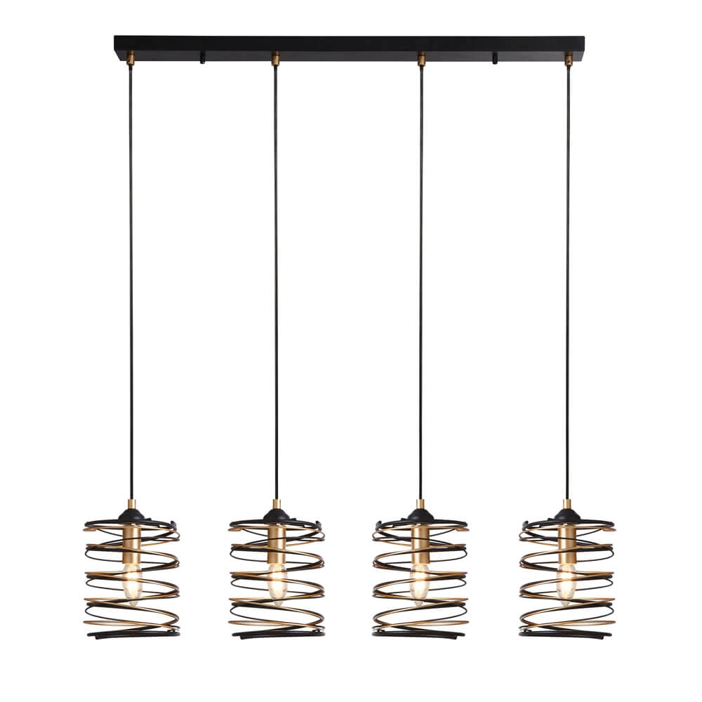 Hanglamp Spring 4-lichts zwart met goud