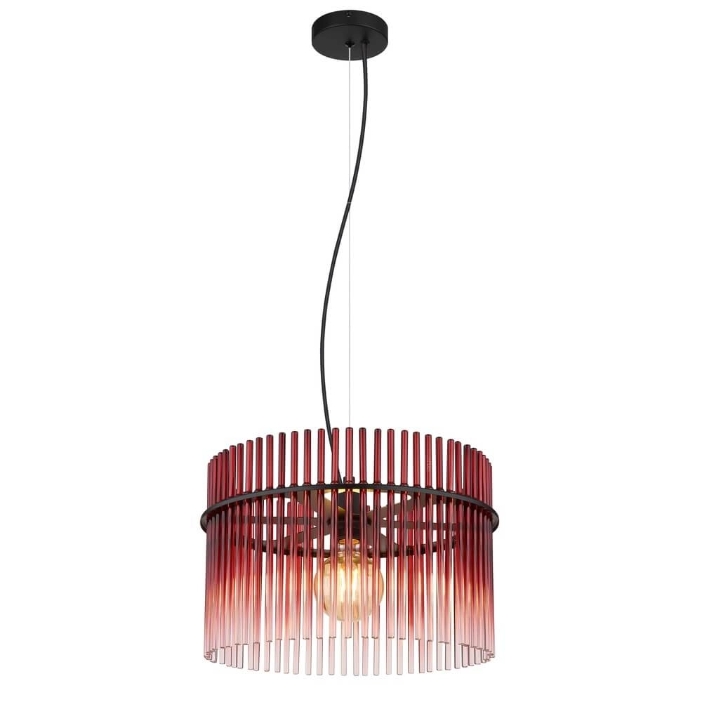 Zwarte hanglamp Gorley met rood glas Ø 40cm