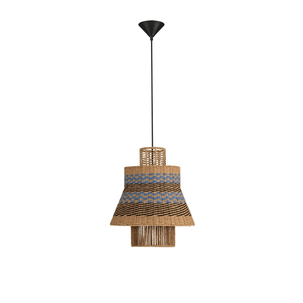 Rotan hanglamp Mande blauw met bruin Lyora 5212017477354