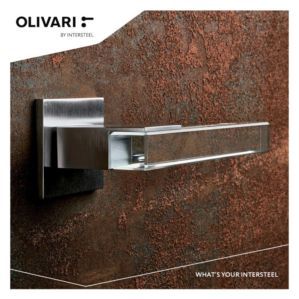 Design deurklink Ice Cube mat chroom en transparant Olivari 8714186478387