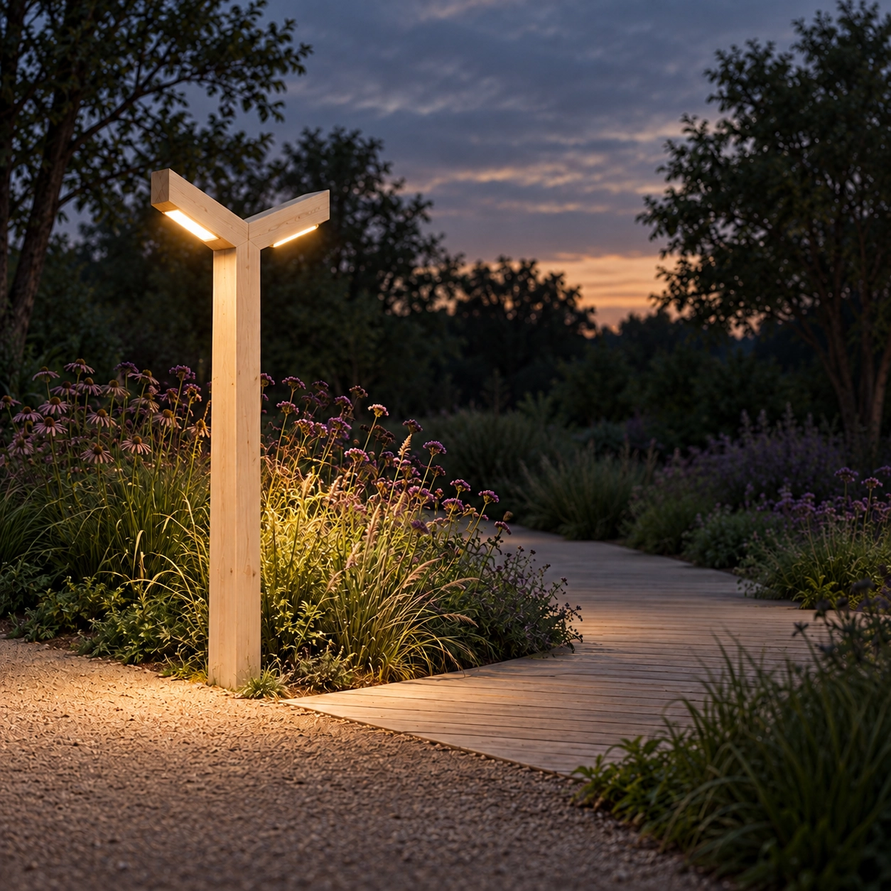 Dubbele houten straatlamp Stelle Accoya - 3M - 3000K