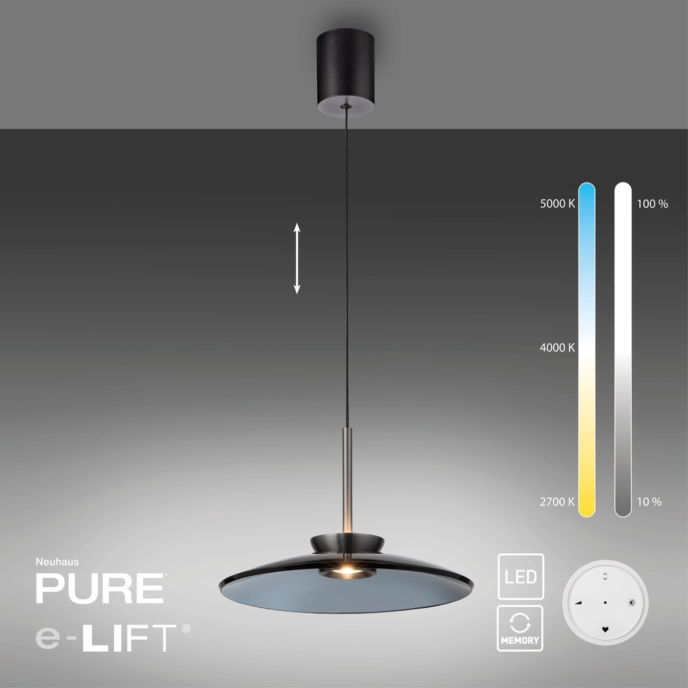 Hanglamp Ø 50cm Pure E-Moon met smoke glas Paul Neuhaus 4012248386361