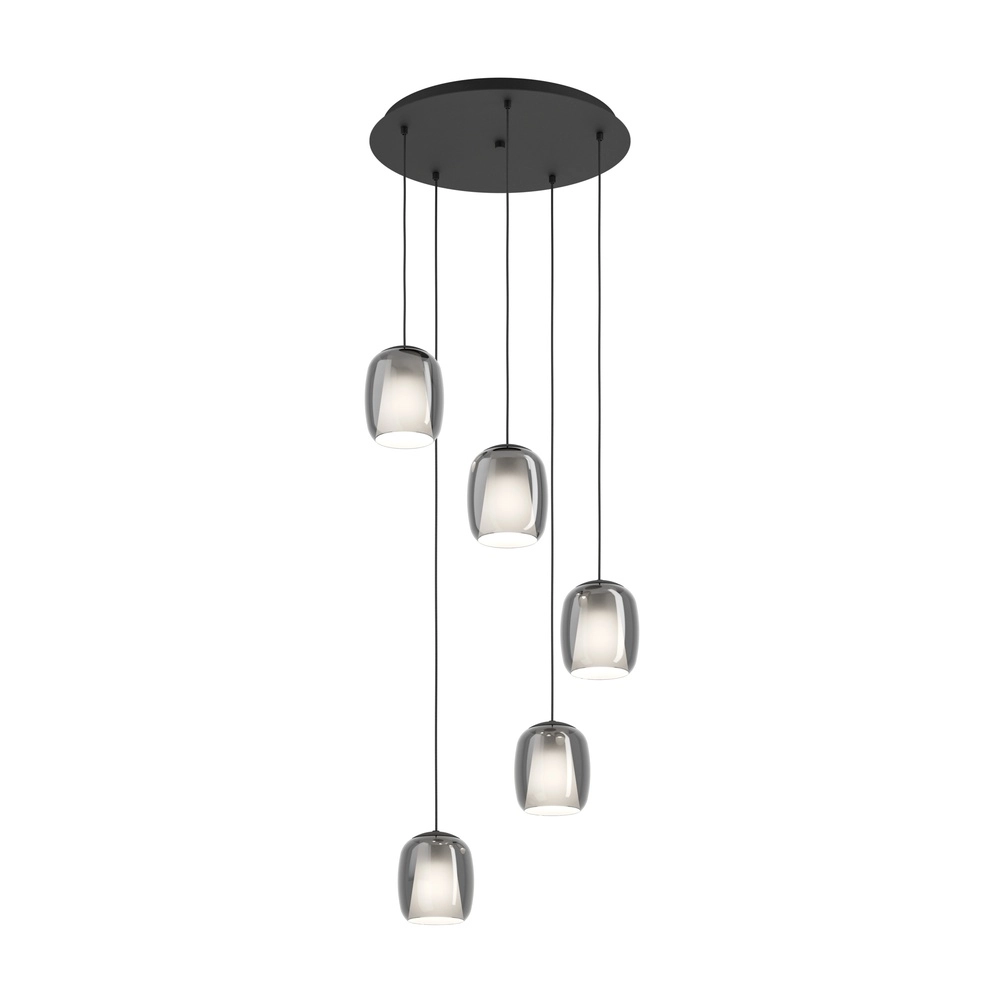 Eettafel hanglamp Ciampino 5L - smoke frosted glas Eglo 9008606312733