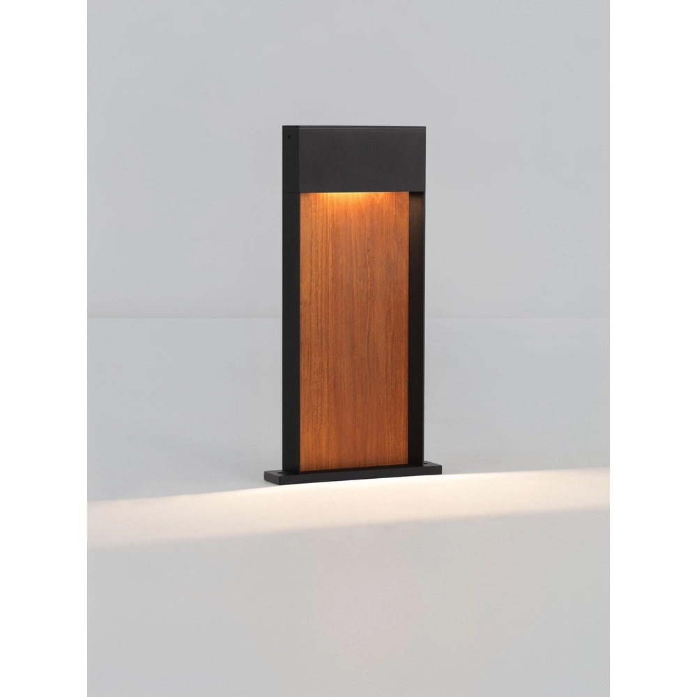 Design tuinlamp Noray zwart met hout 40cm - 3000K Lyora 5212063504325