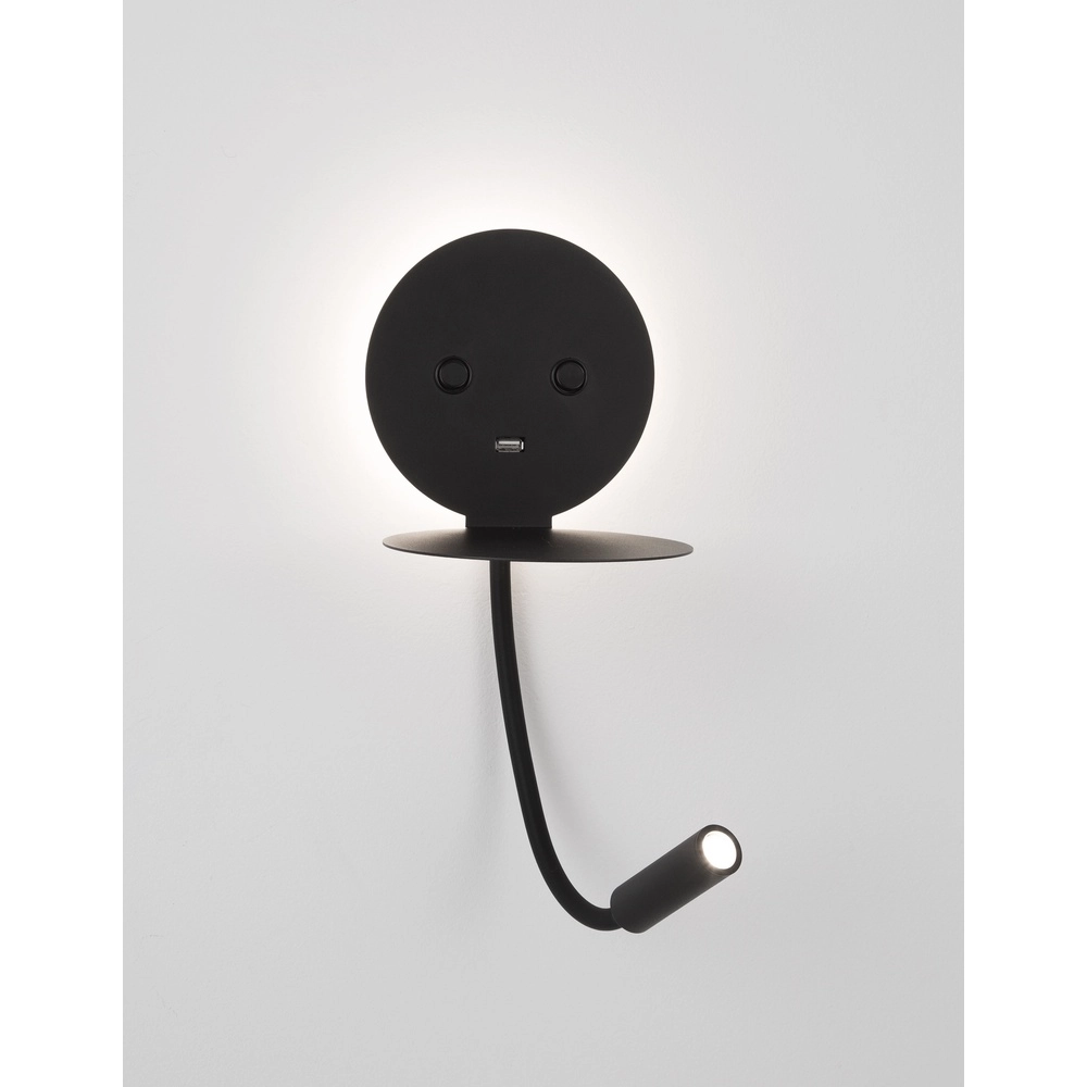 Bedlampje Eclip zwart met usb