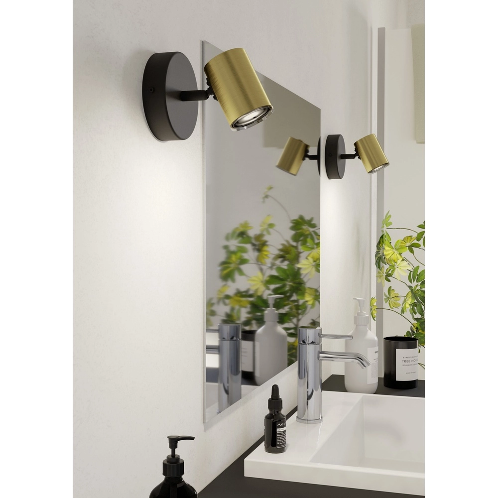 Badkamer spots Consuma 1 GU10 - zwart met goud Eglo 9008606365036