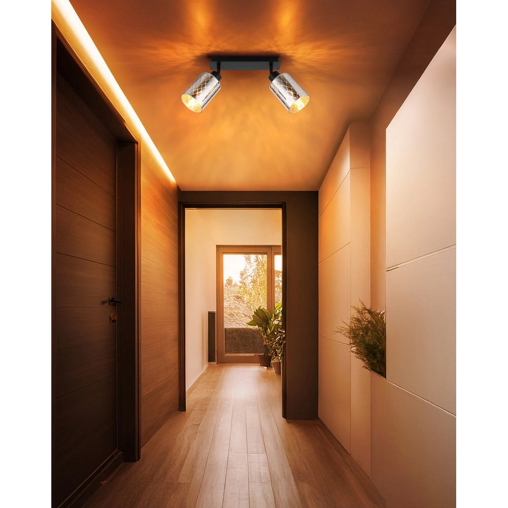 Design plafondlamp Alonso 2-lichts zwart Globo 9007371566259