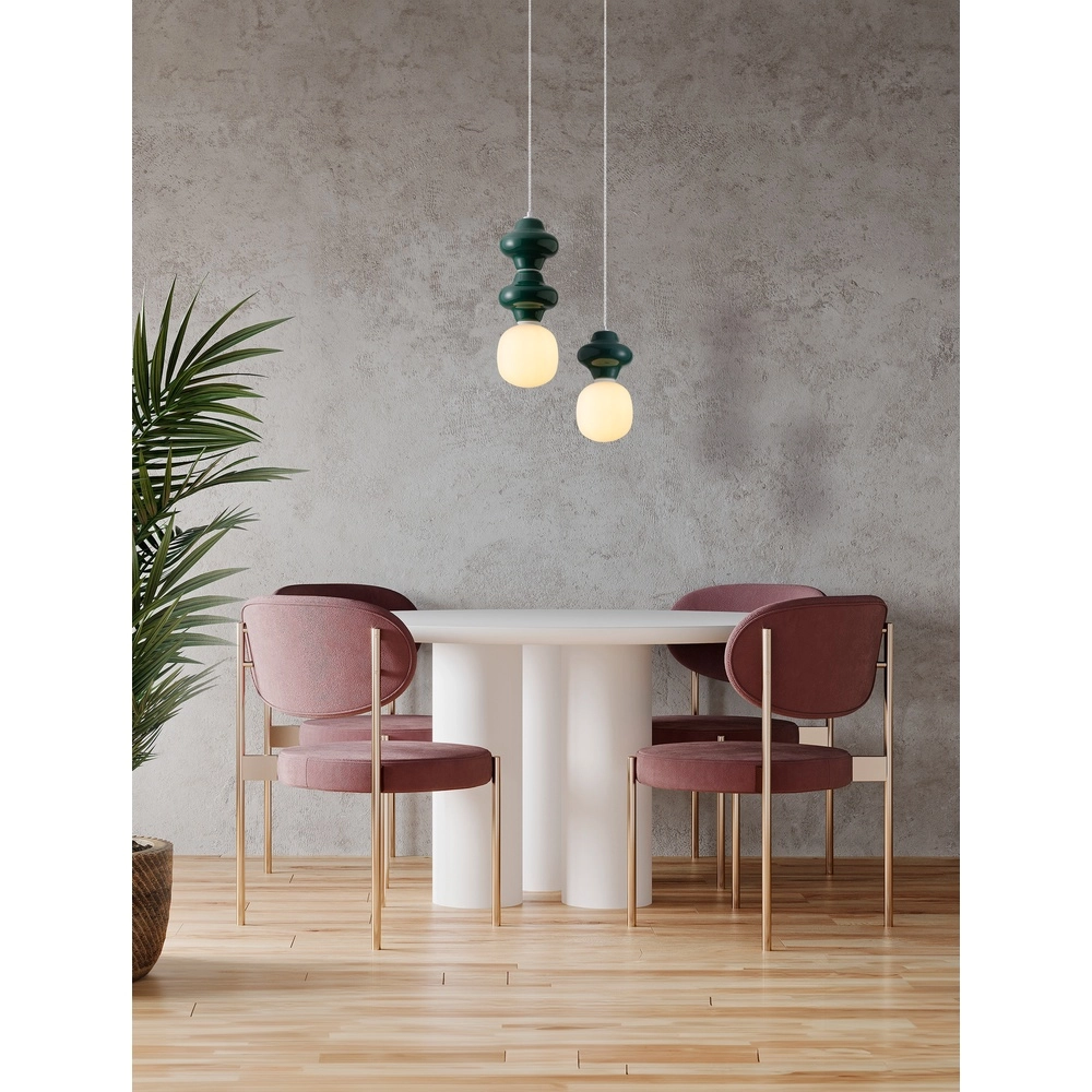 Hanglamp Clio M groen keramiek met wit glas Lyora 5212017461247