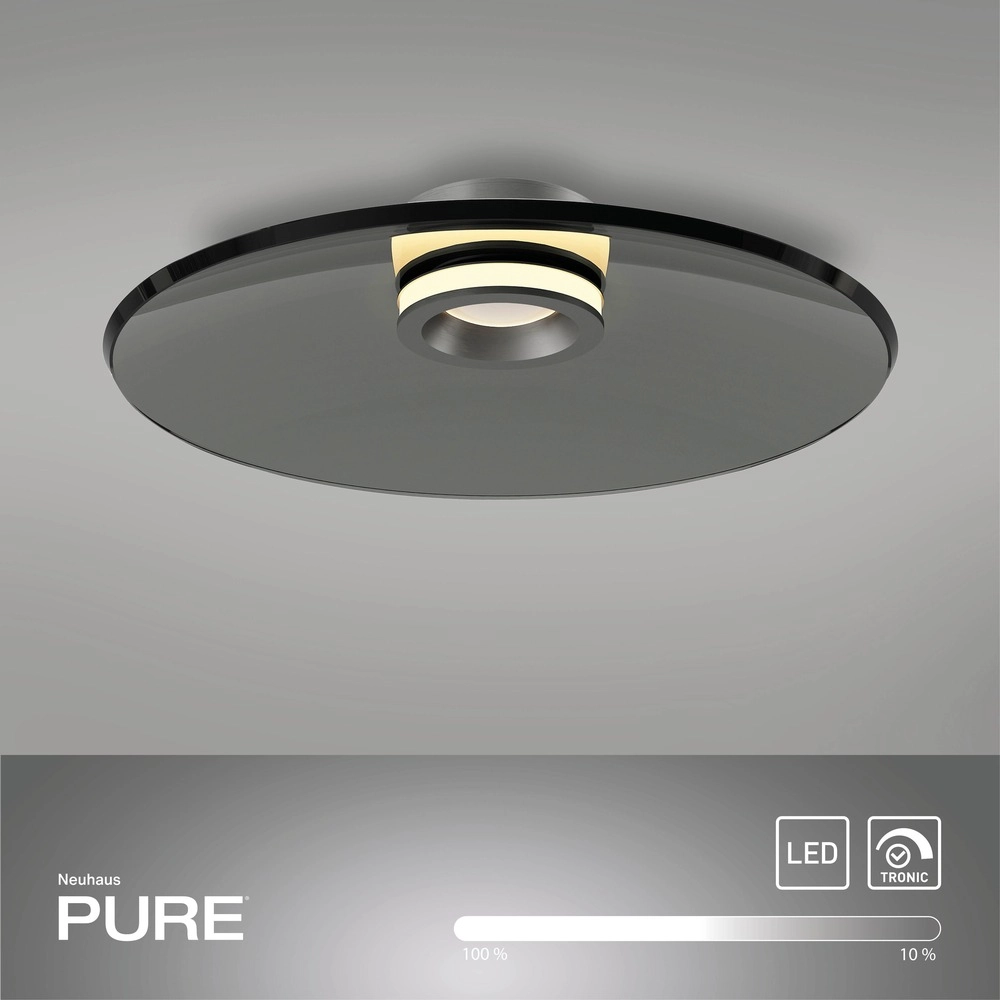 Plafondlamp Pure Moon Ø 50cm - platin met smoke glas Paul Neuhaus 4012248386347
