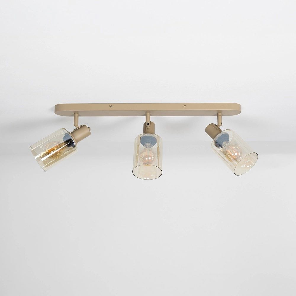 Plafondlamp recht Sepiora 3-lichts zand bruin Lyora 8716803515239