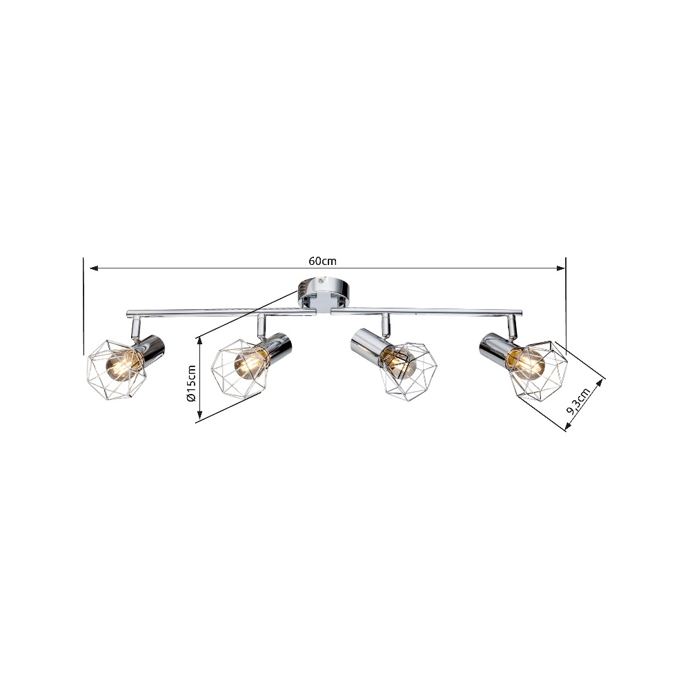 4-lichts plafondlamp Xara I chroom Globo 9007371334292