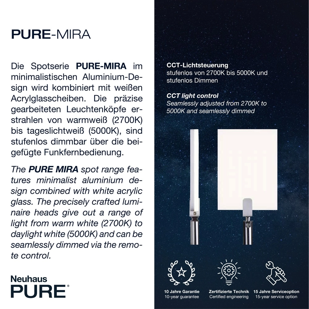 Led wandlamp Pure Mira schakelaar - diamond Paul Neuhaus 4012248358856