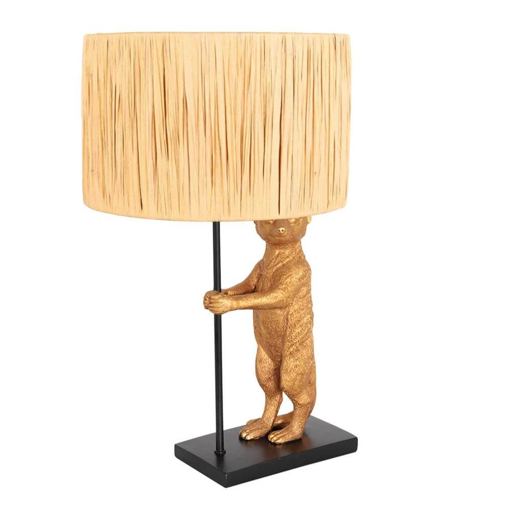 Tafellamp Animaux zwart met strokleurige kap