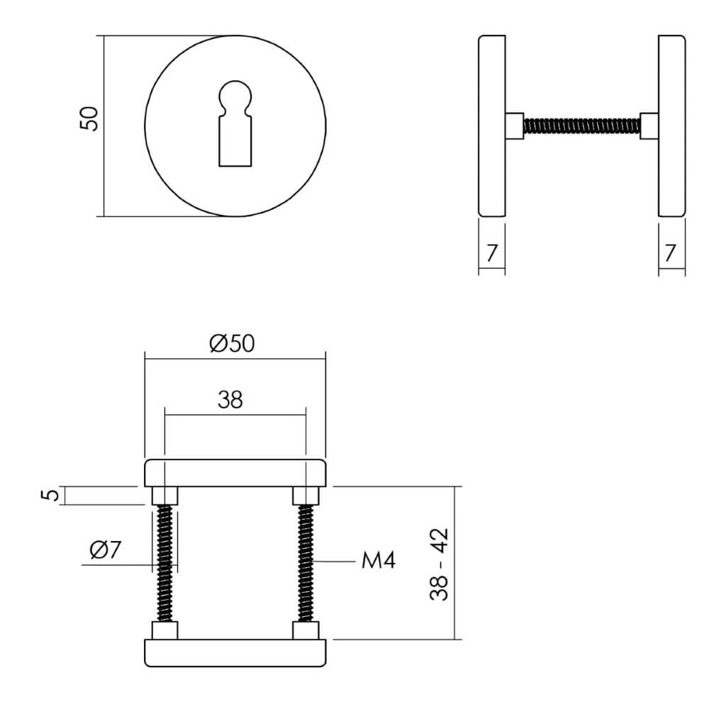 Set van 2 sleutelrozetten Tira rond zwart aluminium Intersteel 8714186653937