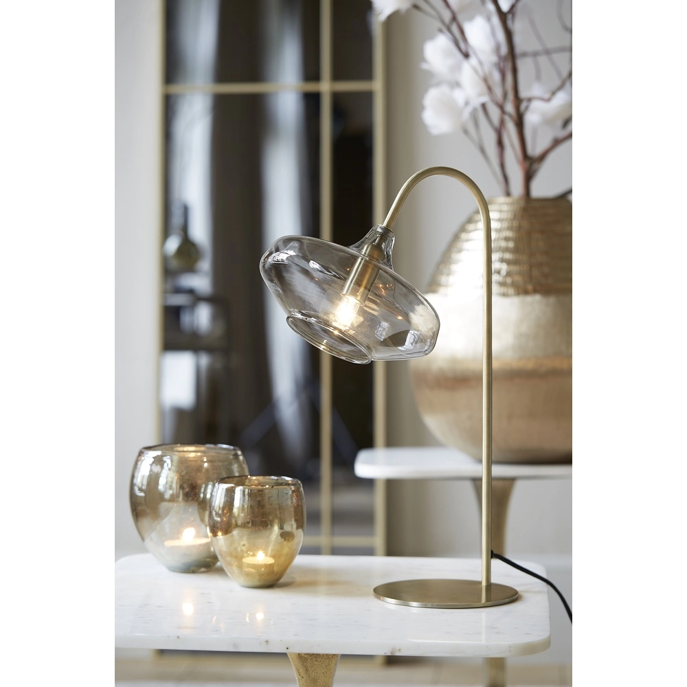 Glazen bureaulamp Solna messing mat Light & Living 8717807686628