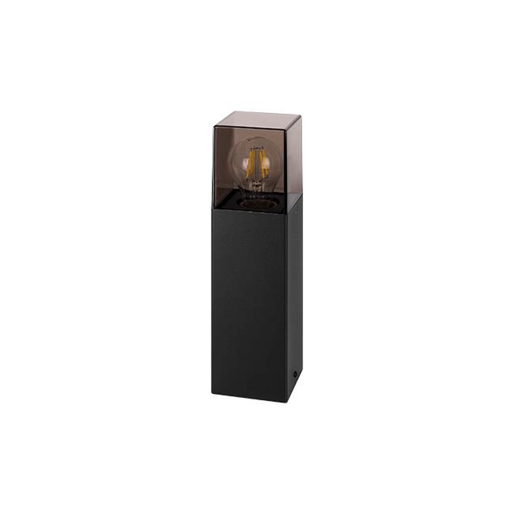 Moderne tuinlamp Denver zwart met smoke glas 30cm Lyora 5904703019589