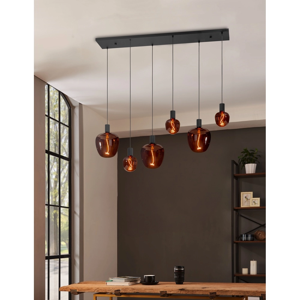 6-lichts pendel Nogalte zwart Eglo 9002759312374