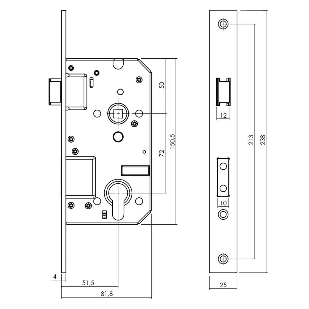 Veiligheidsslot Loktra recht SKG2 PC 72mm Intersteel 8714186459447