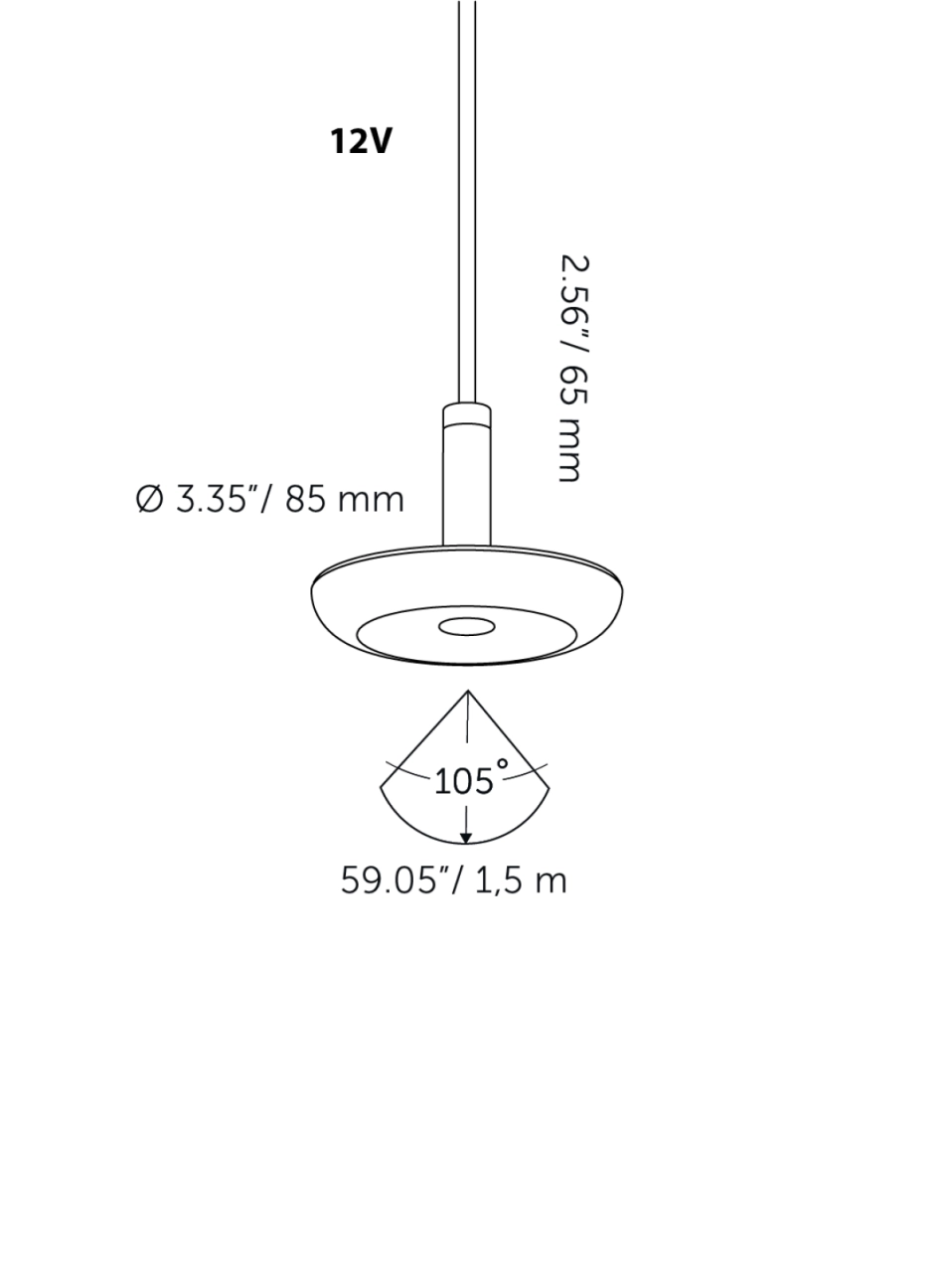 Hanglamp Sway Pendant 12 volt black In-lite 8717051005657