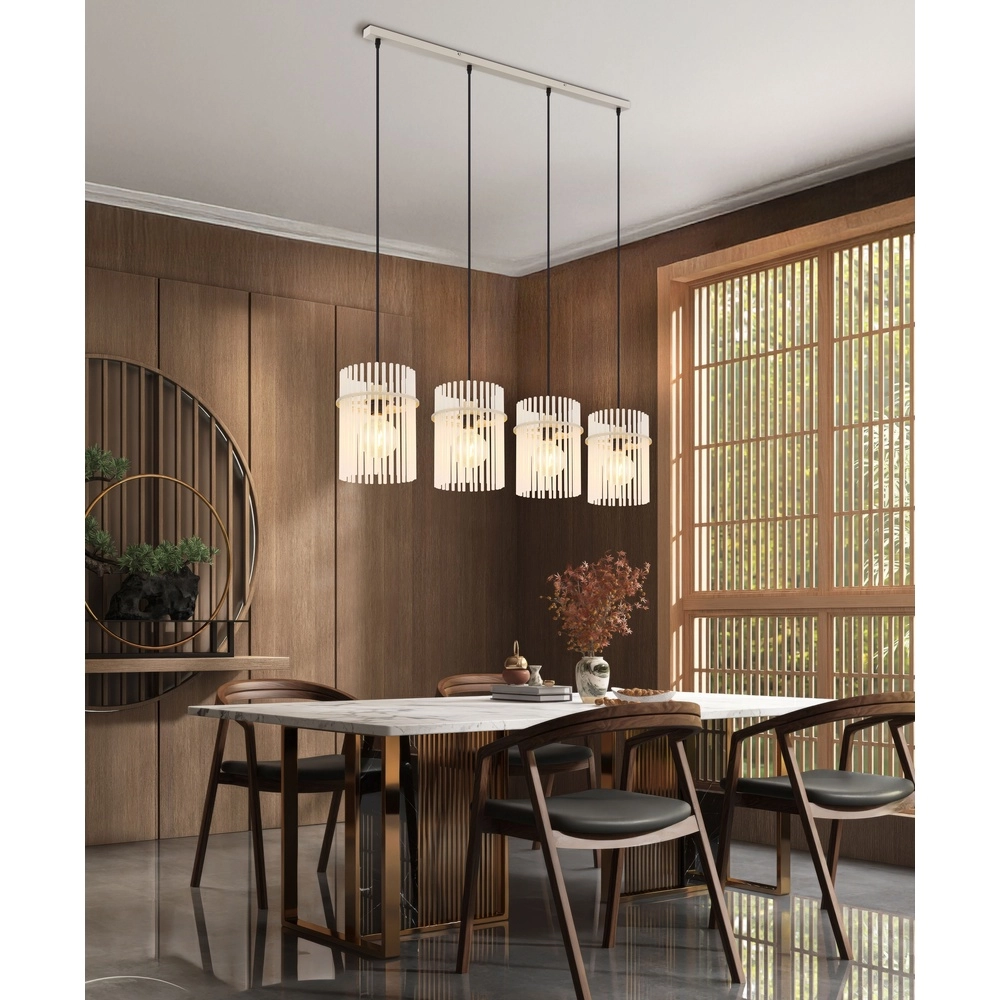 4-lichts hanglamp Gorley zand bruin met glas Globo 9007371572717
