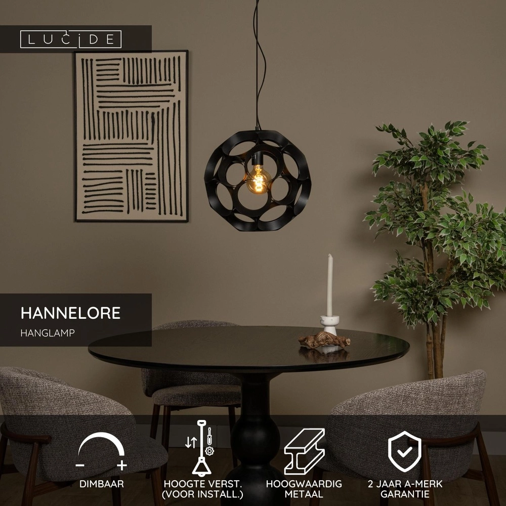 Unieke hanglamp Hannelore Ø 40cm zwart Lucide 5411212106247