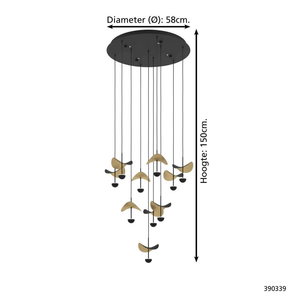 Hanglamp Dracera zwart met goud Stars of Light 9008606270545