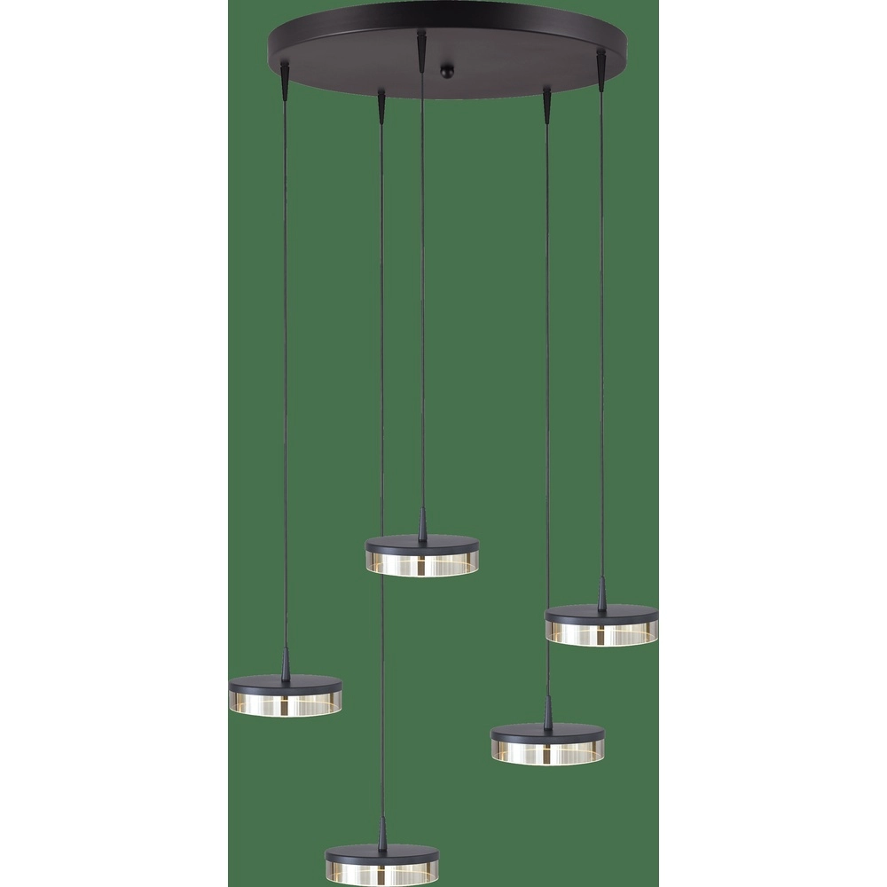 5-lichts hanglamp Imperia Ø 50cm zwart nikkel