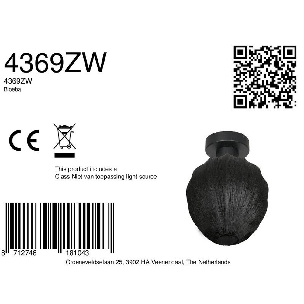 Plafondlamp Bloeba zwart Steinhauer 8712746181043