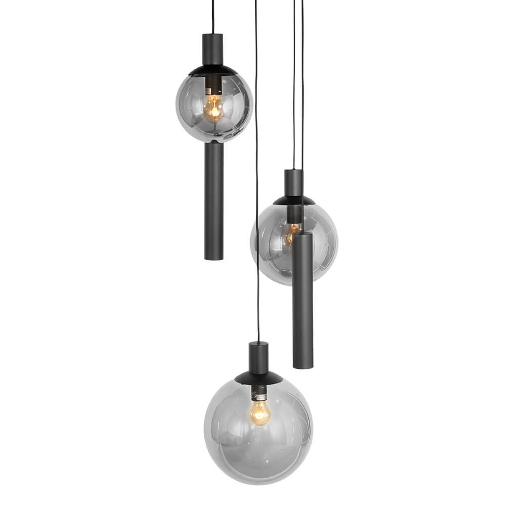 Vide hanglamp Bollique zwart met rookglas Steinhauer 8712746172997