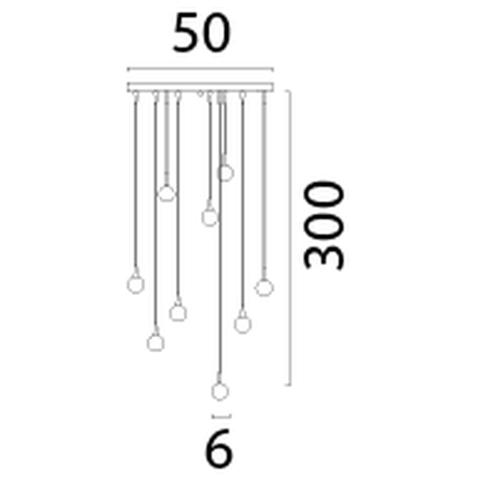9-lichts hanglamp Talana nikkel Ø 50cm DTW Masterlight 8718121354019