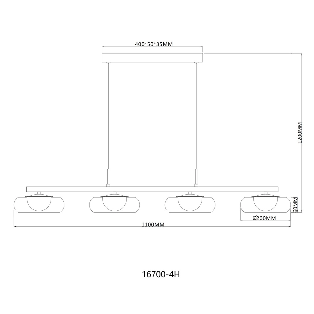 Design hanglamp Carlene 4-lichts zwart Globo 9007371569182