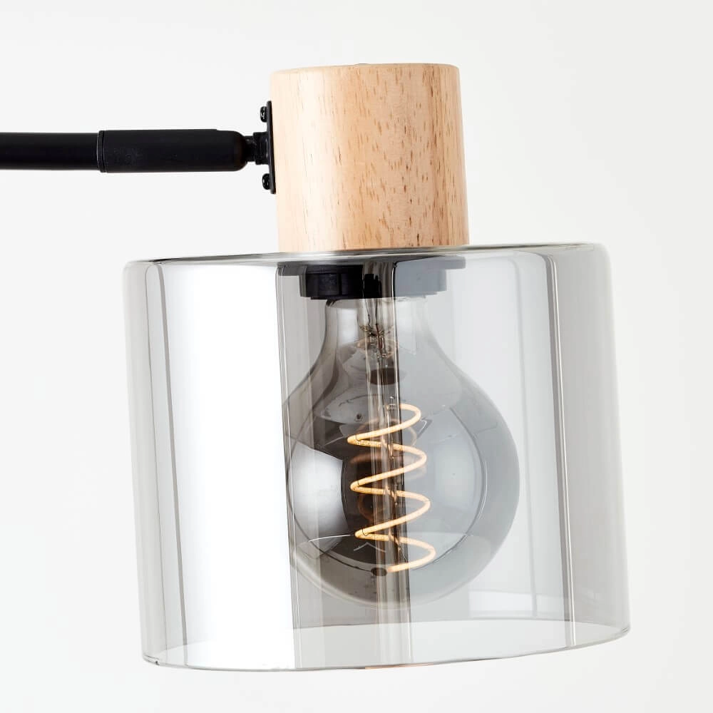 Staande lamp Weald zwart met hout Brilliant 4004353419270