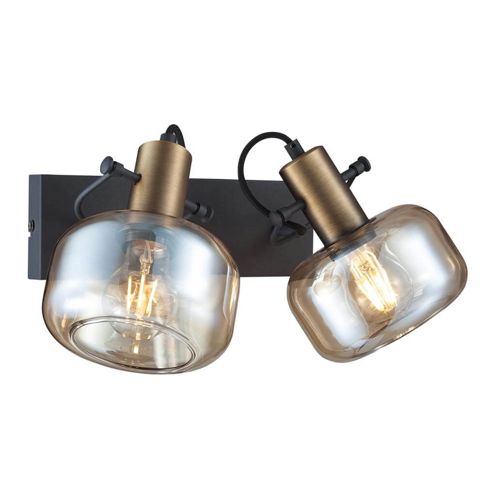 Dubbele wandlamp Glaslic amber glas Steinhauer 8712746174052