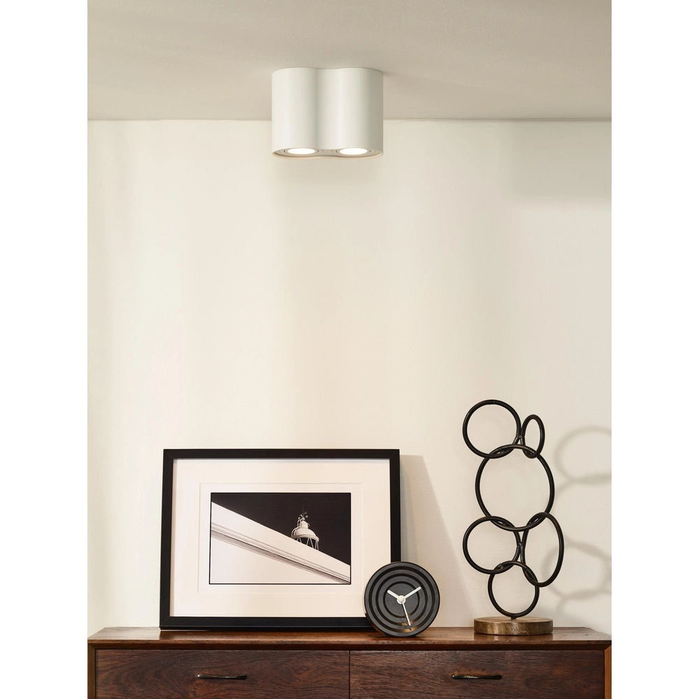 Opbouw plafondspot Tube 2-lichts wit Lucide 5411212220936